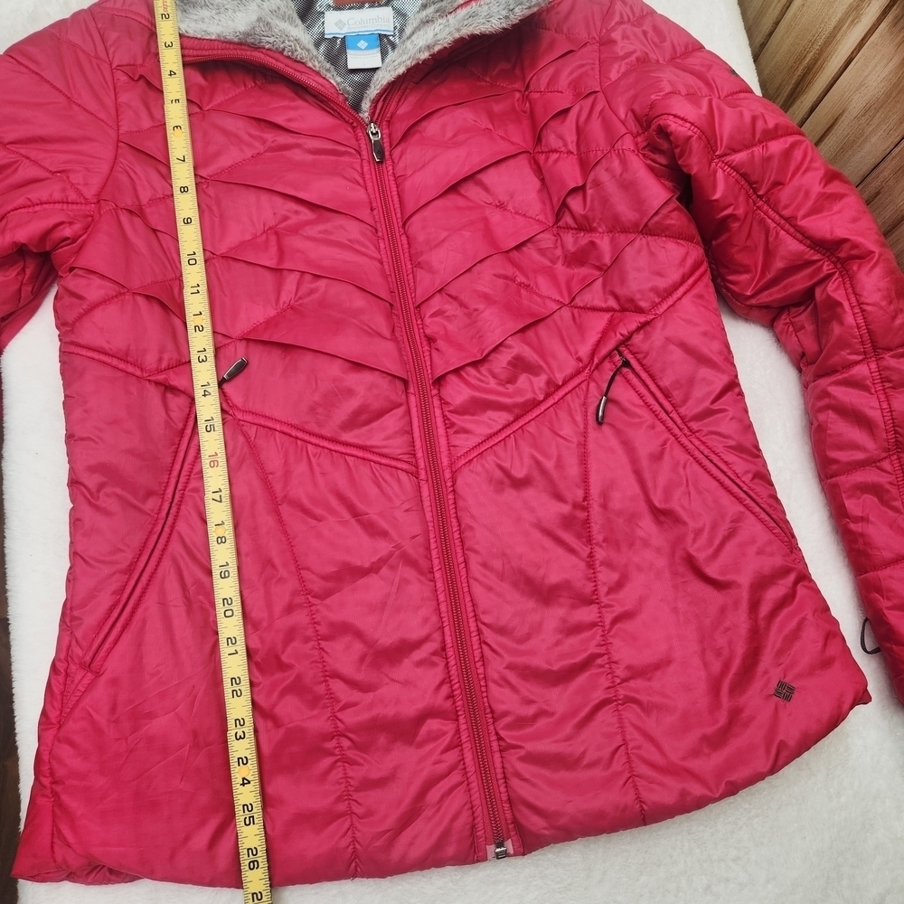 Columbia Women's Fuchsia Hot Pink Quilted Puffer Jacket With Mock Neck - Picture 12 of 15